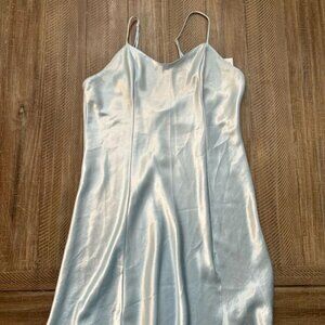 Blue Satin Slip Dress